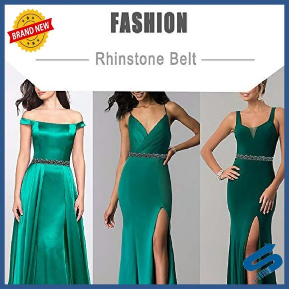 Thin Stretch Belt Rhinestone Beaded Buckle Elastic Waist S M L XL XXL XXXL main image 5